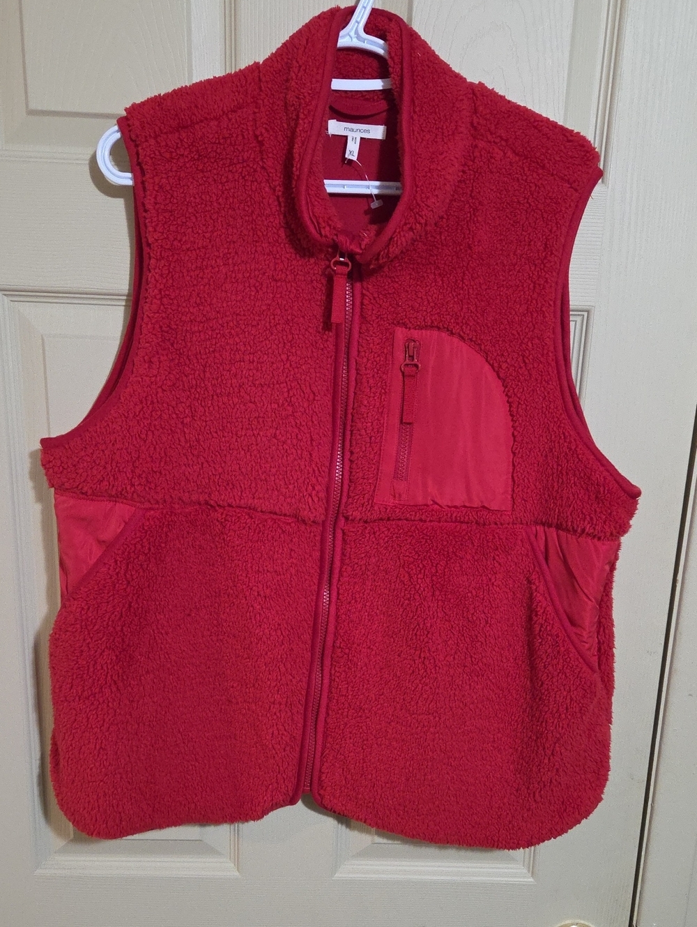 Maurices Red Sherpa Vest with Zipper Pocket